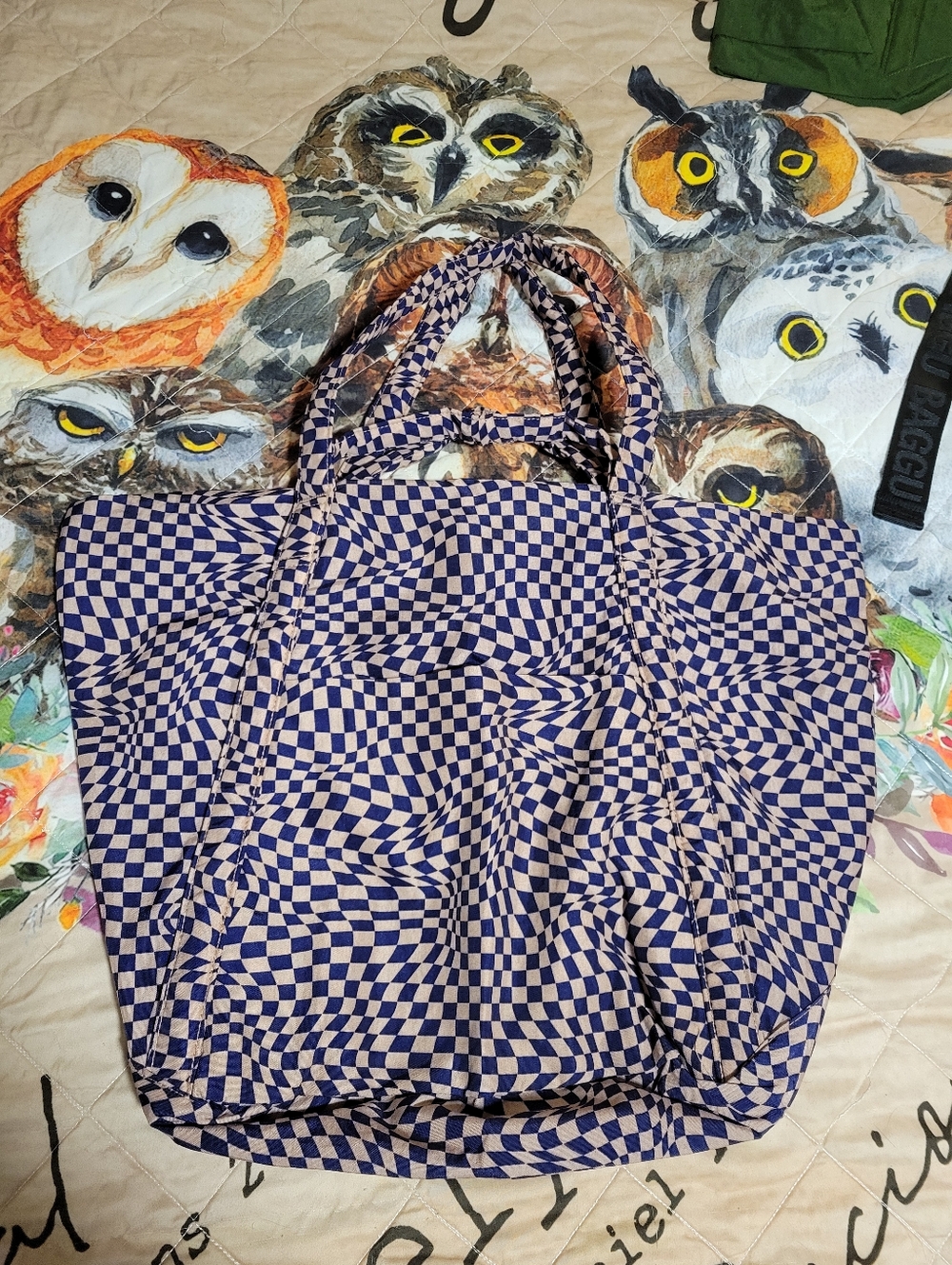 BAGGU TRAVEL CLOUD BAG INDIGO TRIPPY CHECKERS